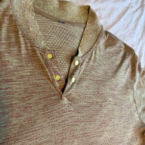 Mens Lululemon Metal Vent Breathe Polo XL Red Yellow